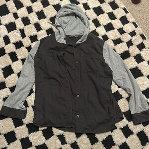 Stylish Black and Gray Hooded Shirt